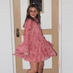 PEACH LOVE METALIC SWING DRESS